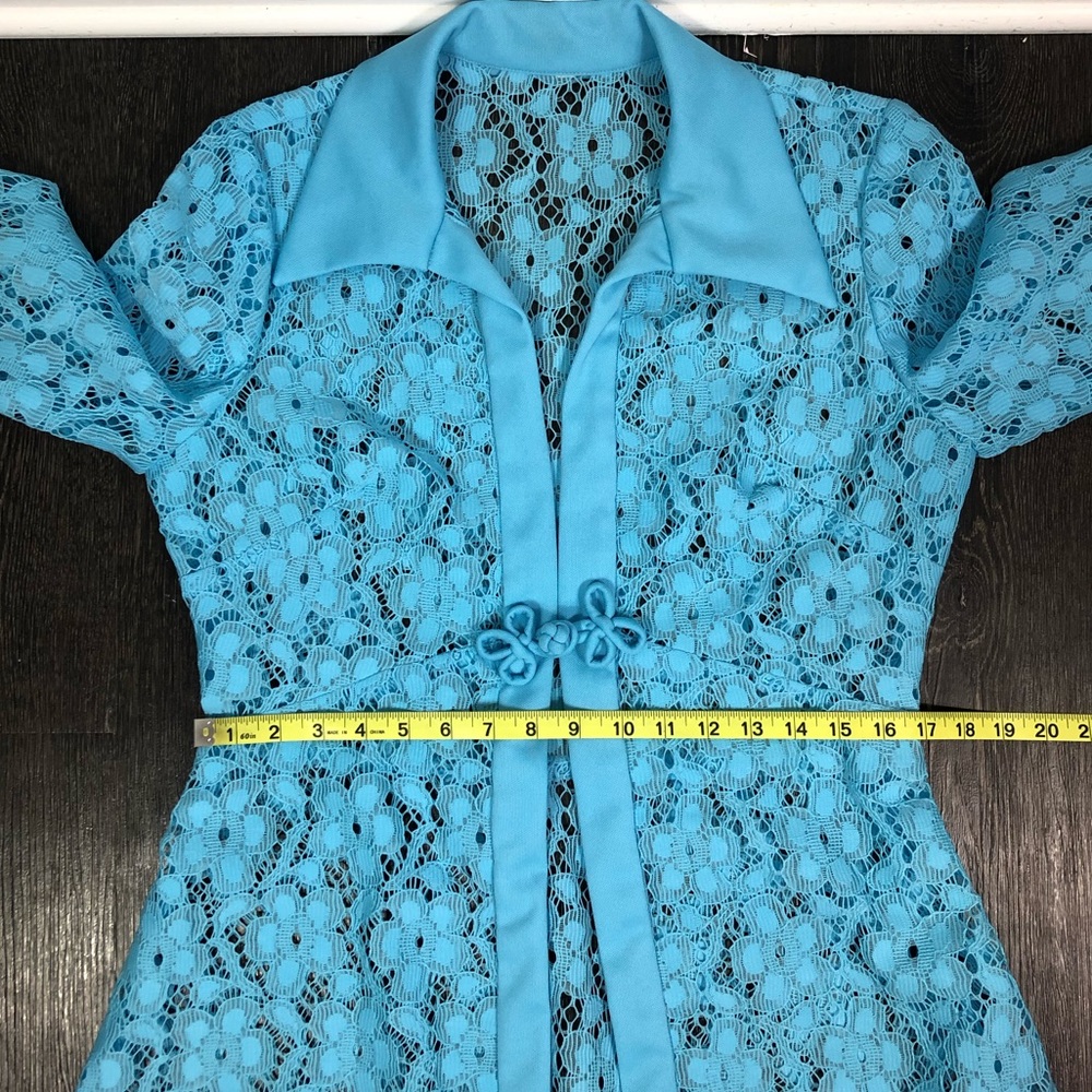 Vintage 69s 70s Lace Maxi Dress/Mother of the Bride Dress - Picture 14 of 16
